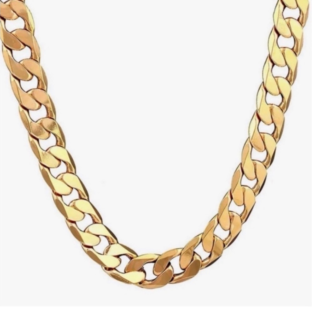 New 18k Gold Unisex Cuban Link Classic Minimalist Chain Handcrafted Necklace - Picture 1 of 16